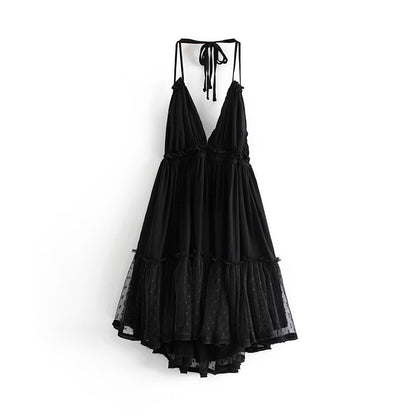 Womens Sling Backless Mesh Dress