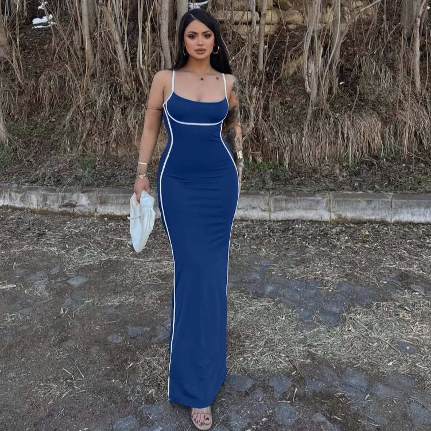 Womens Sling U-Neck Slimming Dress