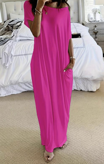 Womens Solid Color Casual Dress