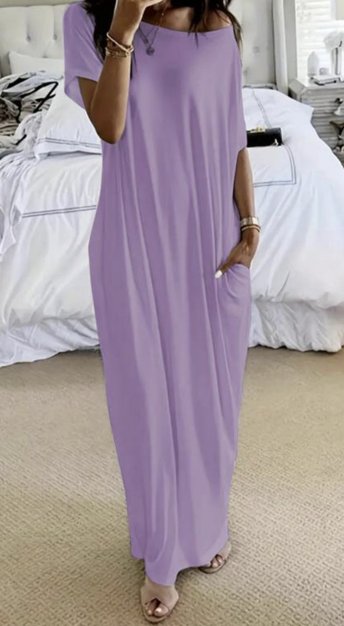 Womens Solid Color Casual Dress
