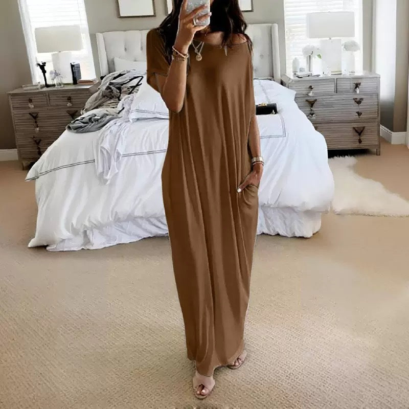 Womens Solid Color Casual Dress