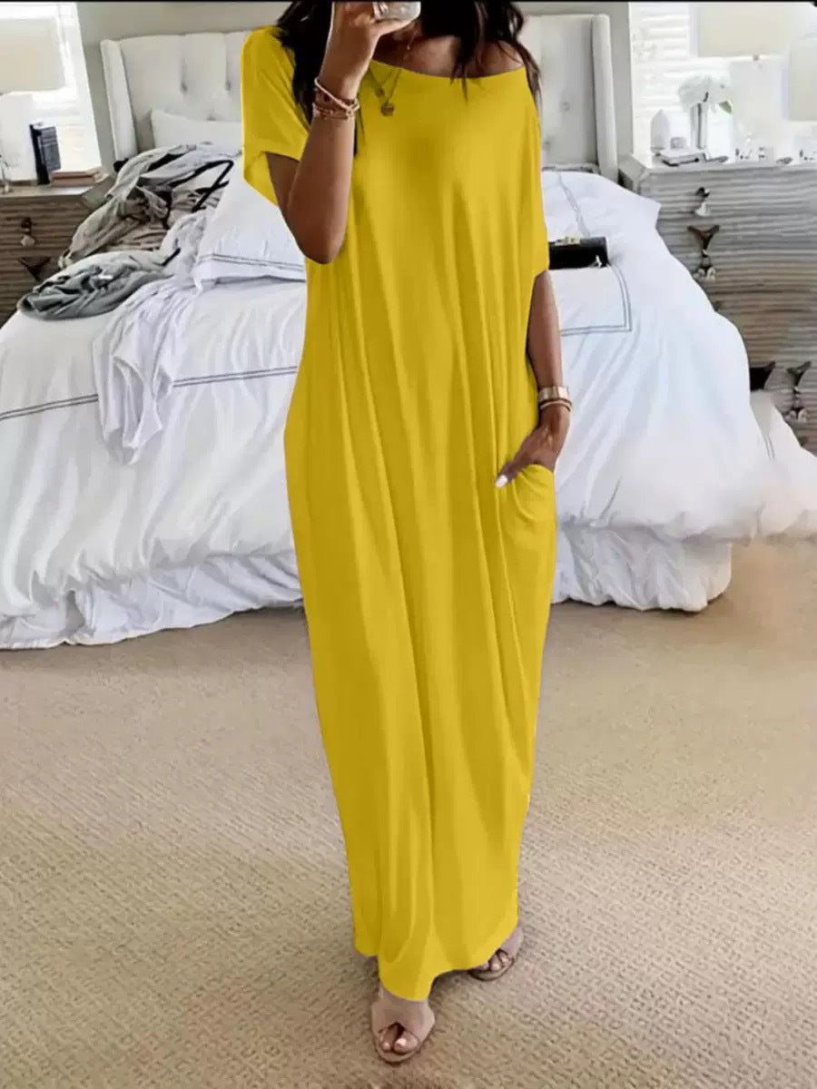 Womens Solid Color Casual Dress