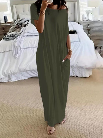 Womens Solid Color Casual Dress