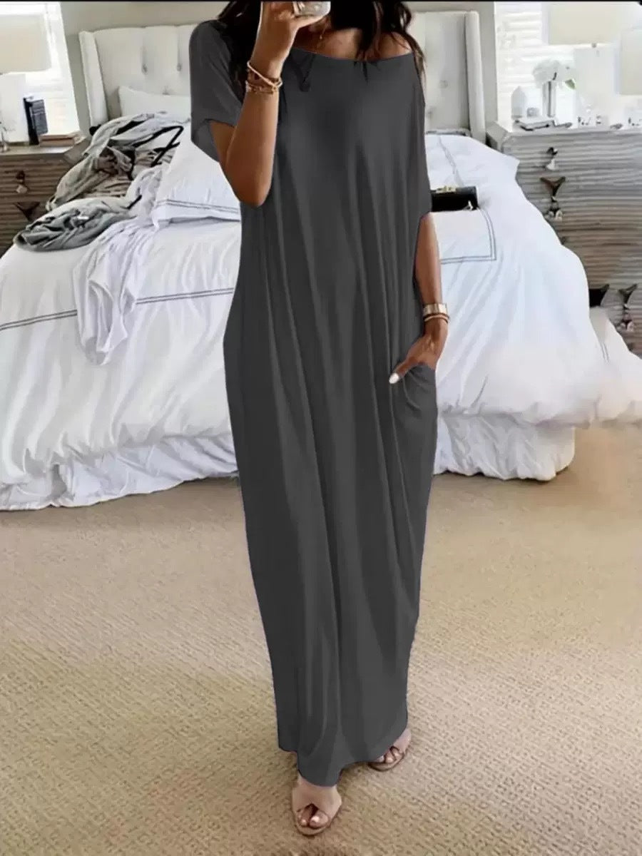 Womens Solid Color Casual Dress