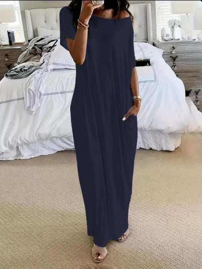 Womens Solid Color Casual Dress