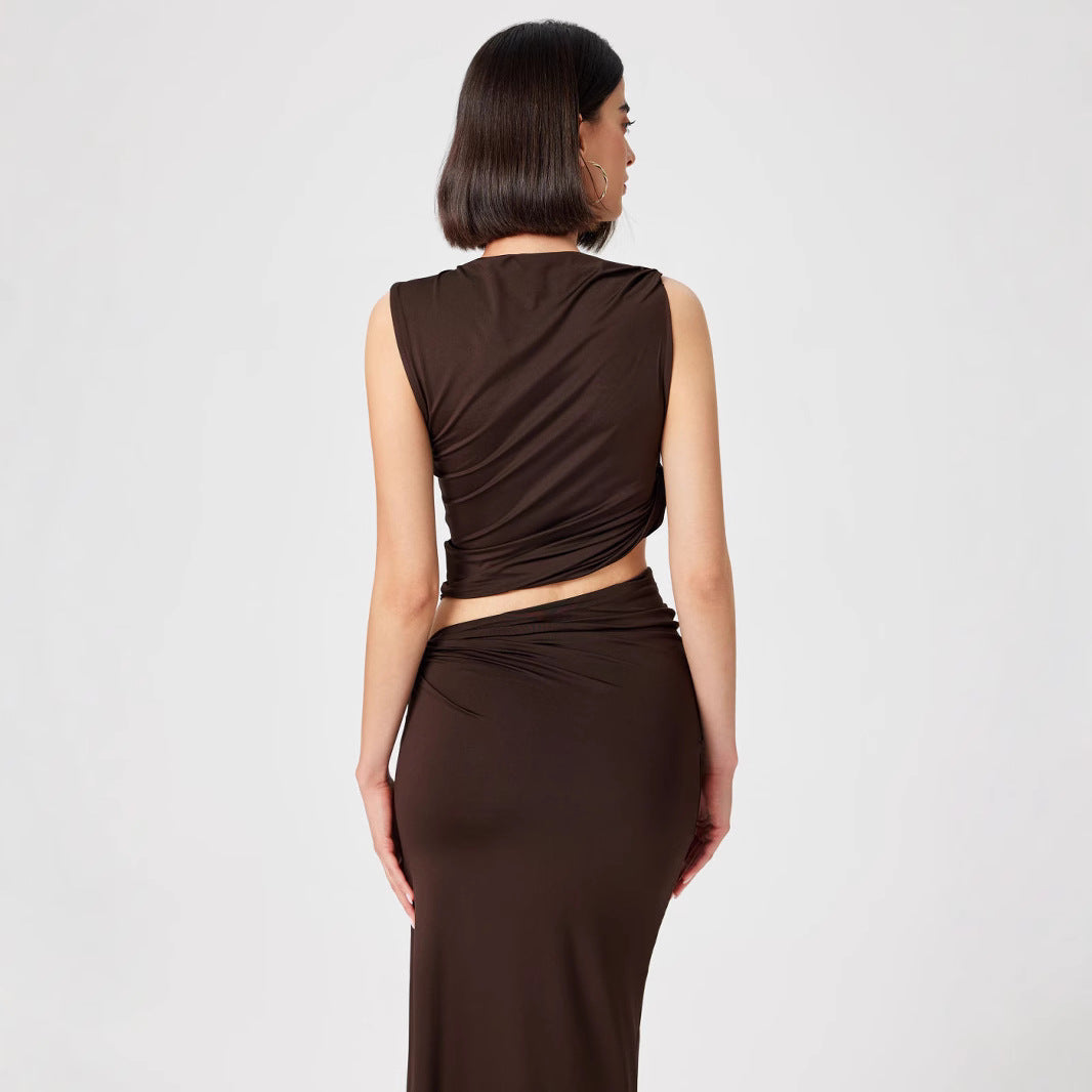Womens Solid Color Knit Dress