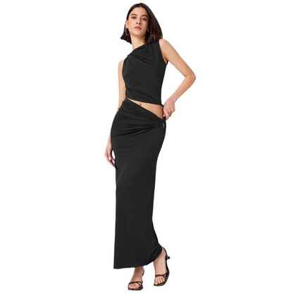 Womens Solid Color Knit Dress