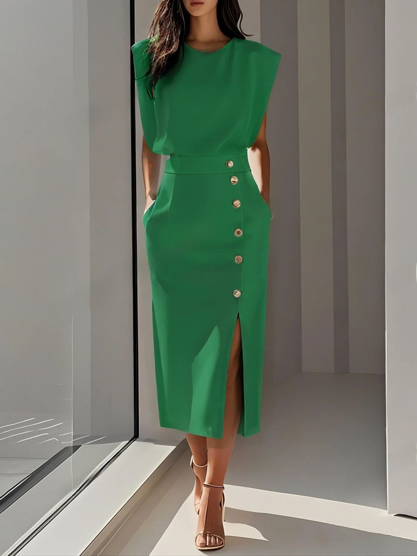 Womens Solid Color Summer Dress