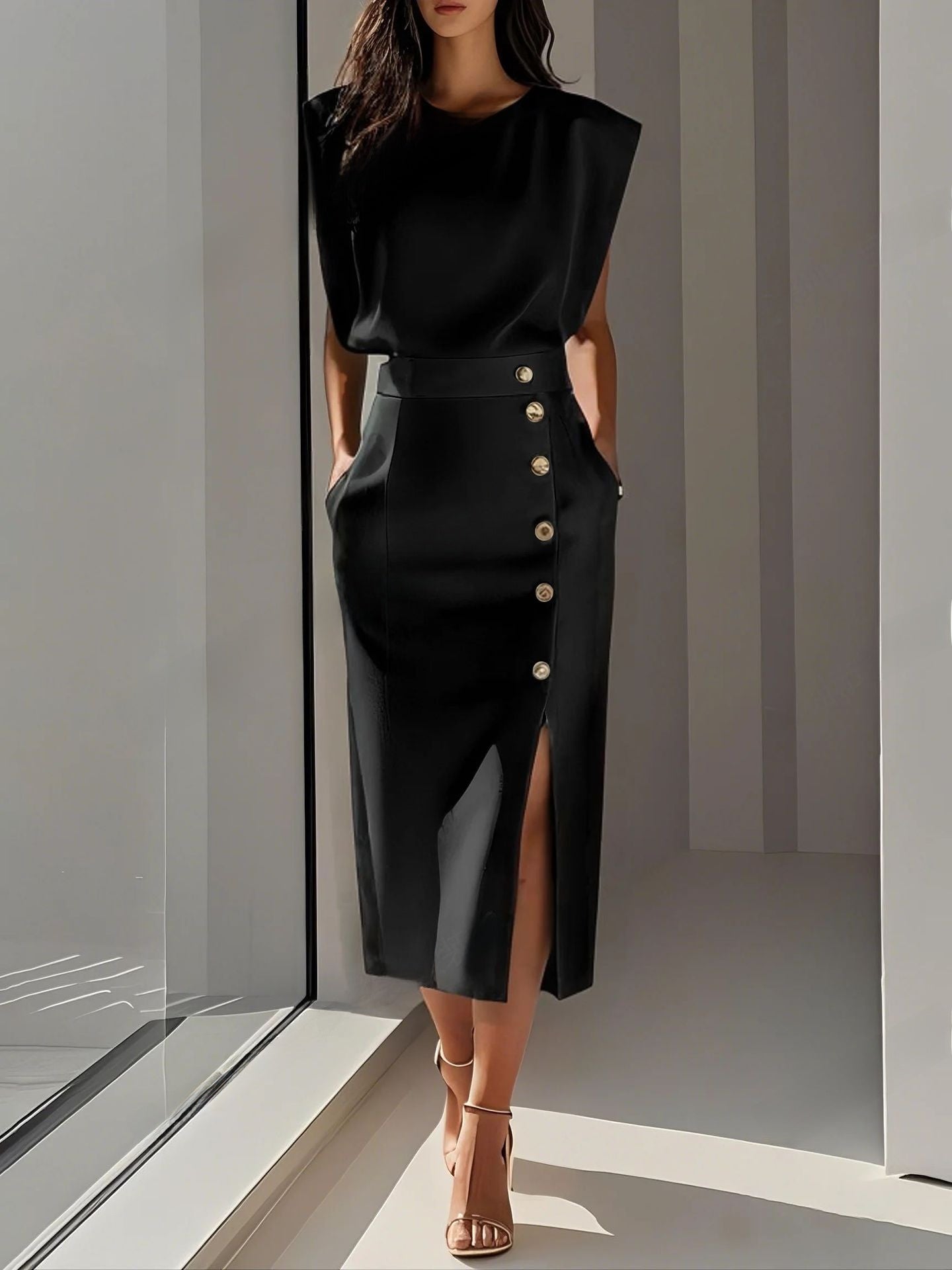 Womens Solid Color Summer Dress