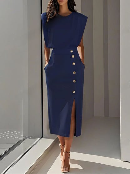 Womens Solid Color Summer Dress