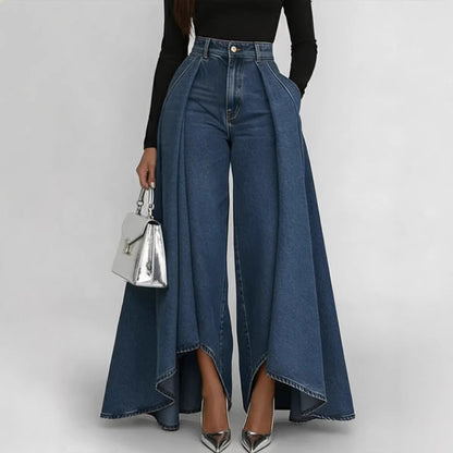 Womens Solid Color Wide Leg Straight Pants