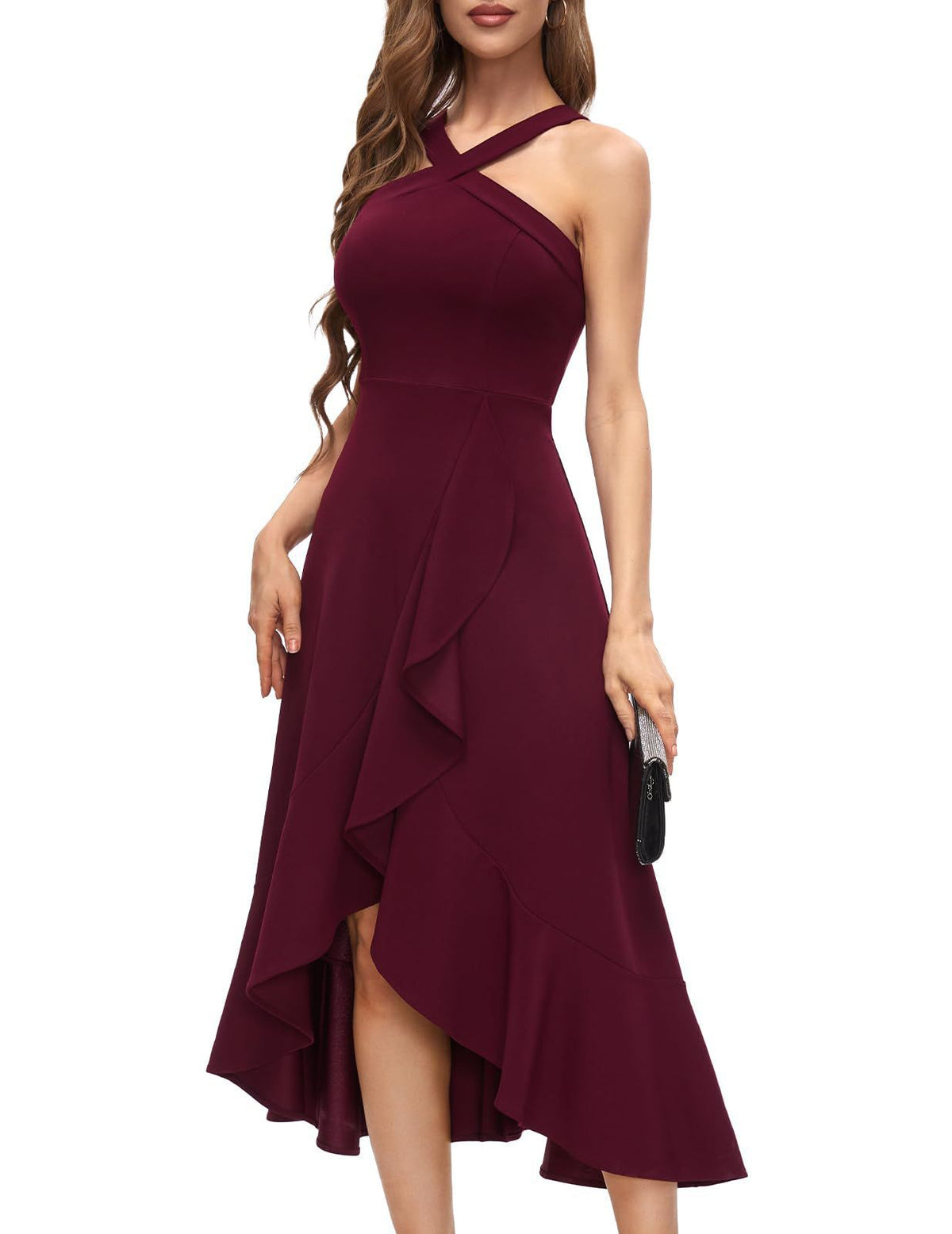 Womens Spandex Halter Neck Evening Dress