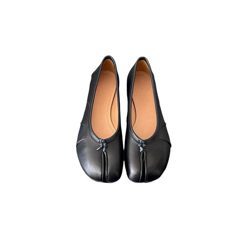Womens Split-Toe Ballet Flats Sheepskin Slip-On Shoes