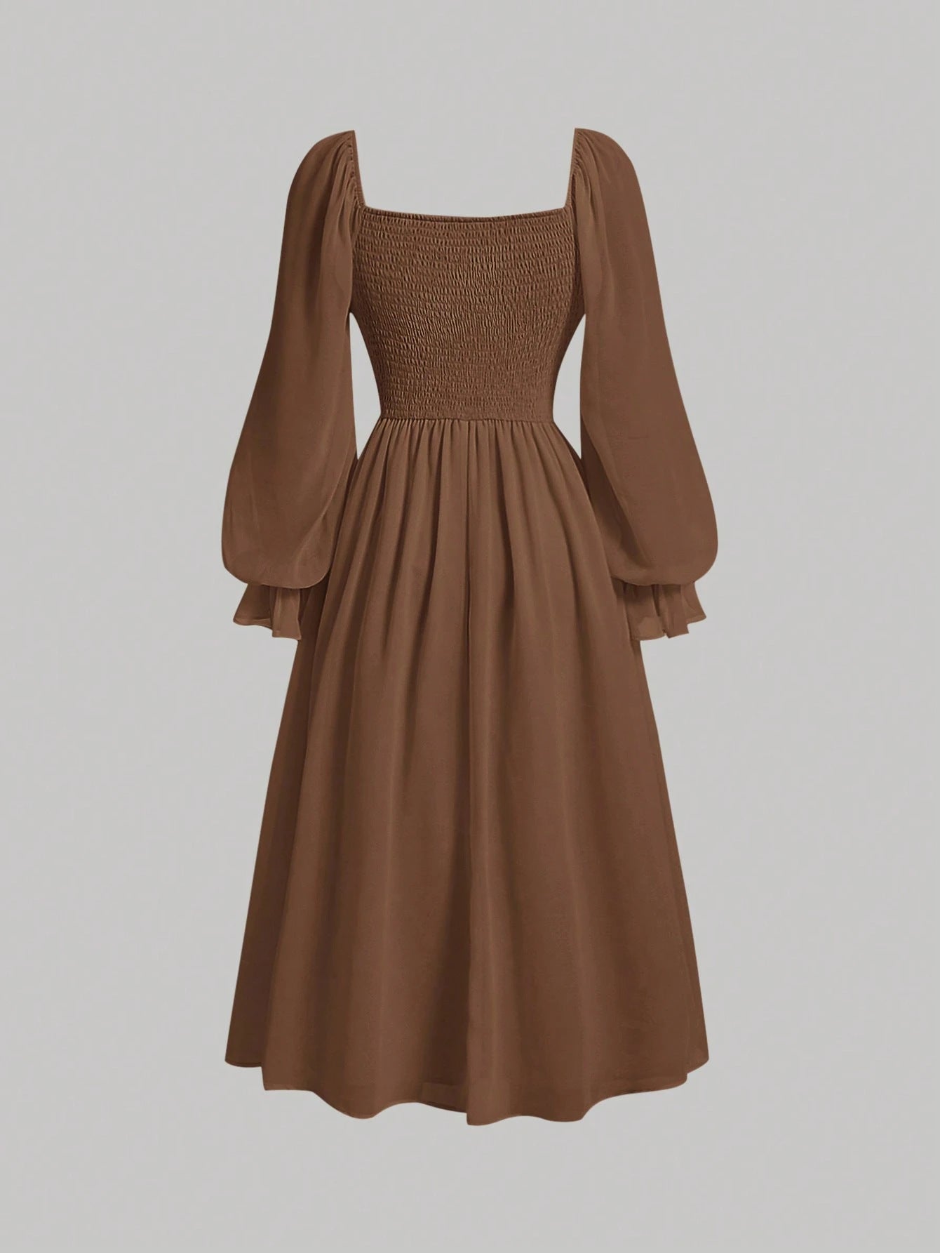 Womens Square Neck Pleated Dress