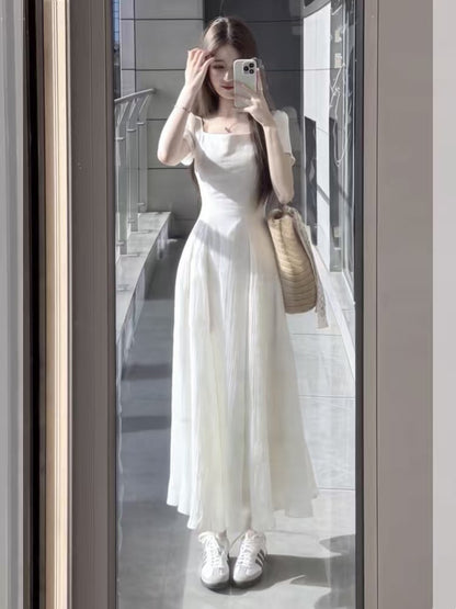 Womens Square Neck Puff Sleeve Dress