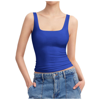 Womens Square Neck Sleeveless Slim Fit Top
