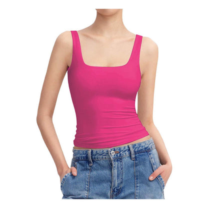 Womens Square Neck Sleeveless Slim Fit Top