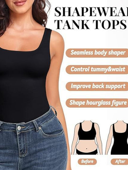 Womens Square Neck Sleeveless Slim Fit Top