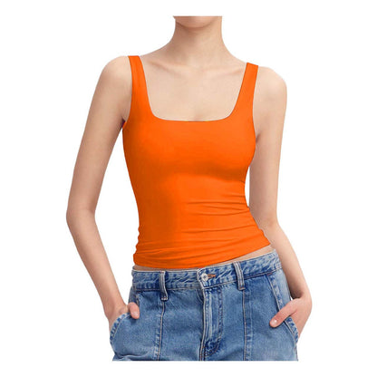 Womens Square Neck Sleeveless Slim Fit Top