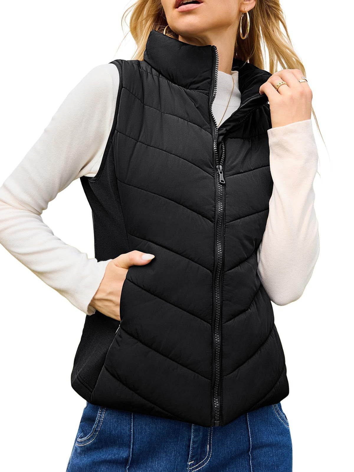 Womens Stand Collar Winter Vest