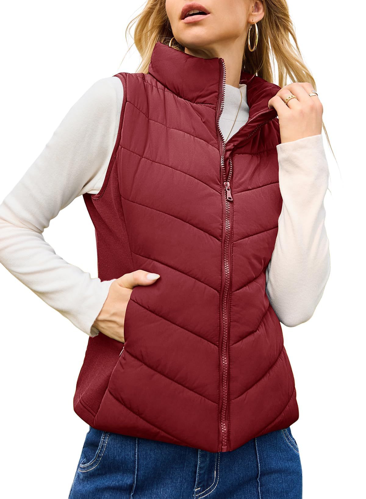 Womens Stand Collar Winter Vest