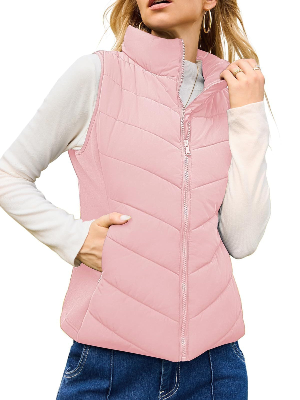 Womens Stand Collar Winter Vest