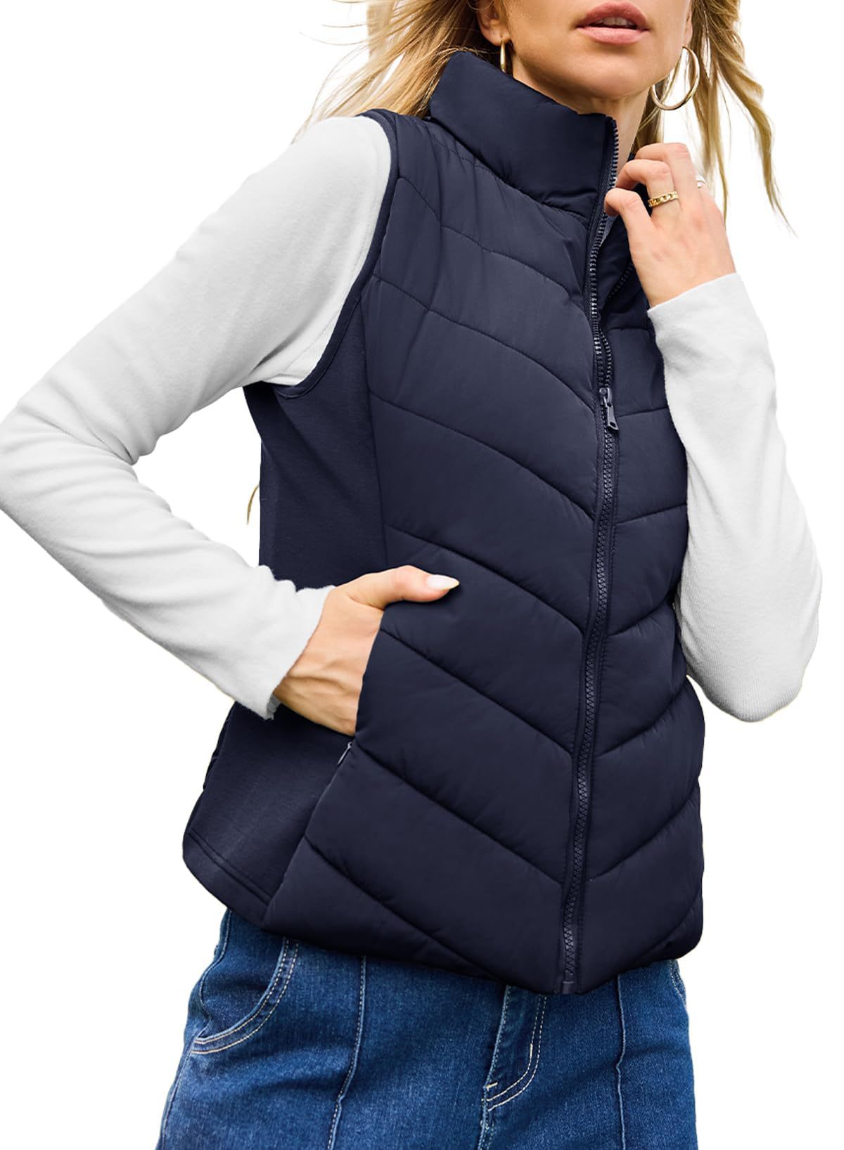 Womens Stand Collar Winter Vest