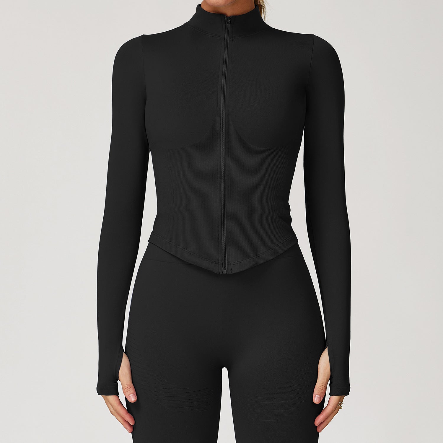 Womens Stand Collar Zipper Long Sleeve Yoga Coat