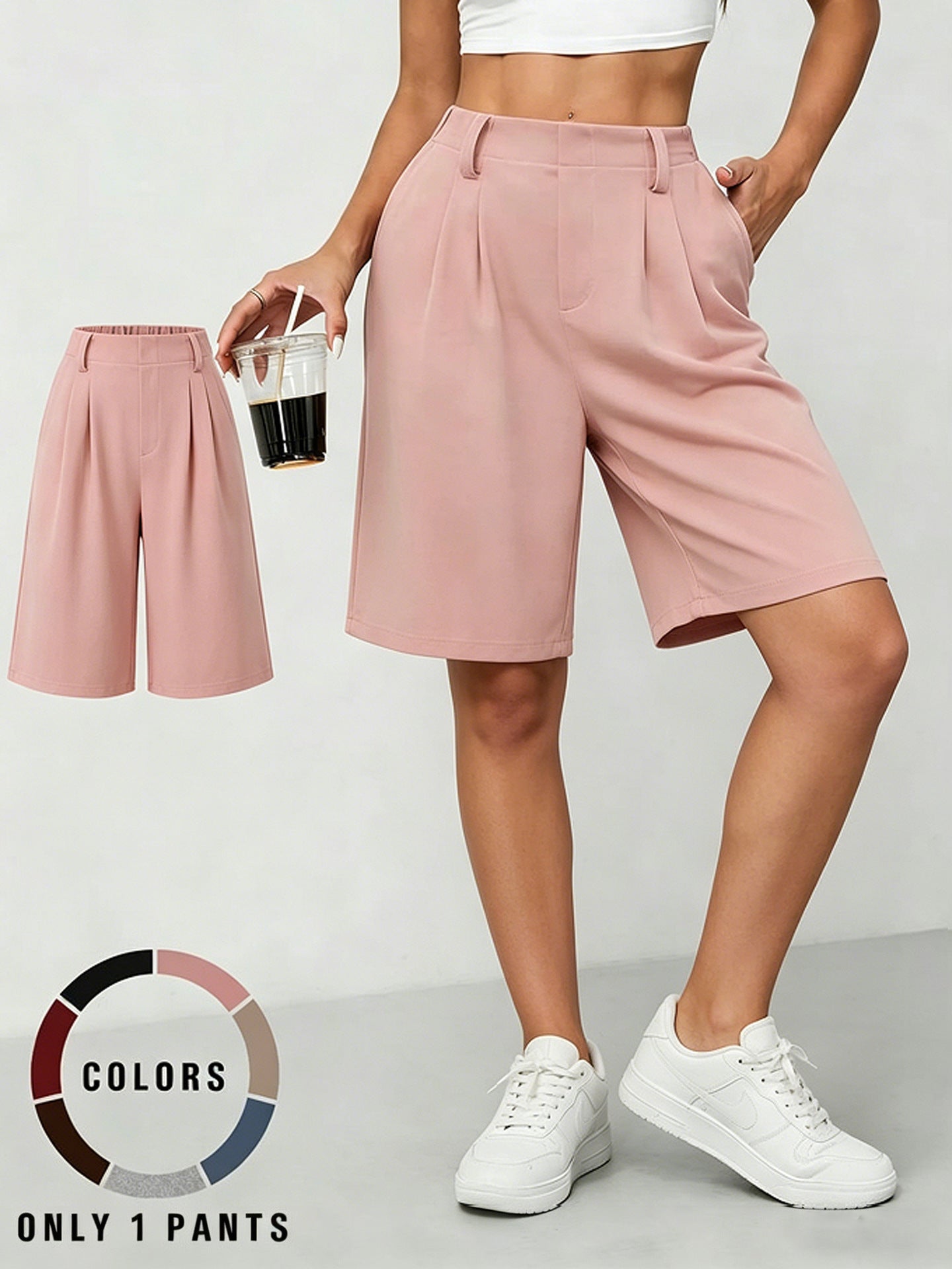 Womens Straight Leg Casual Shorts
