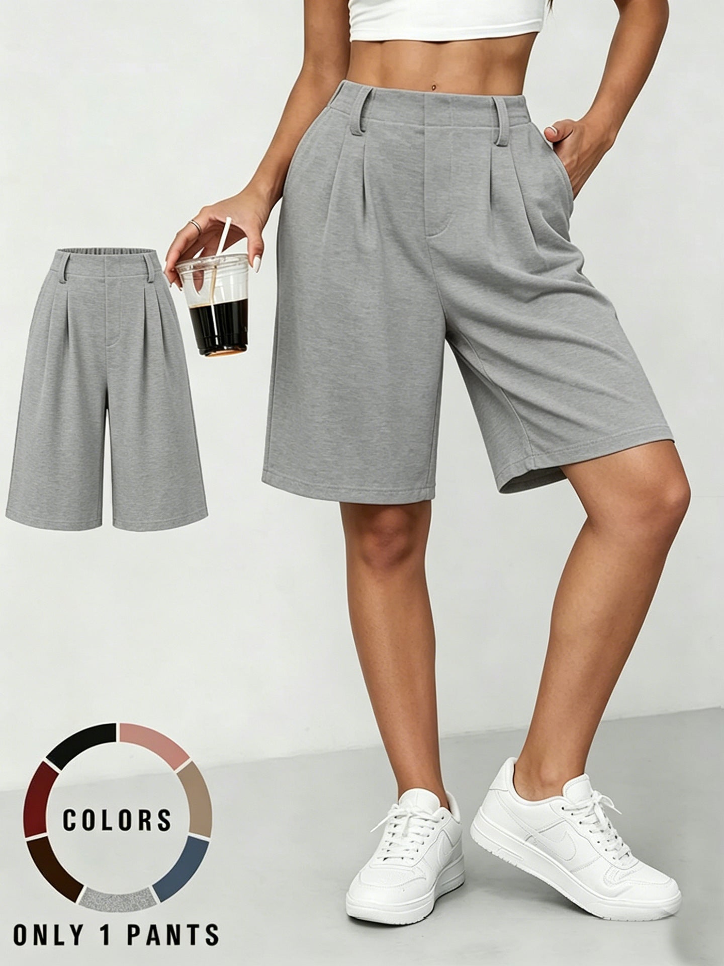 Womens Straight Leg Casual Shorts