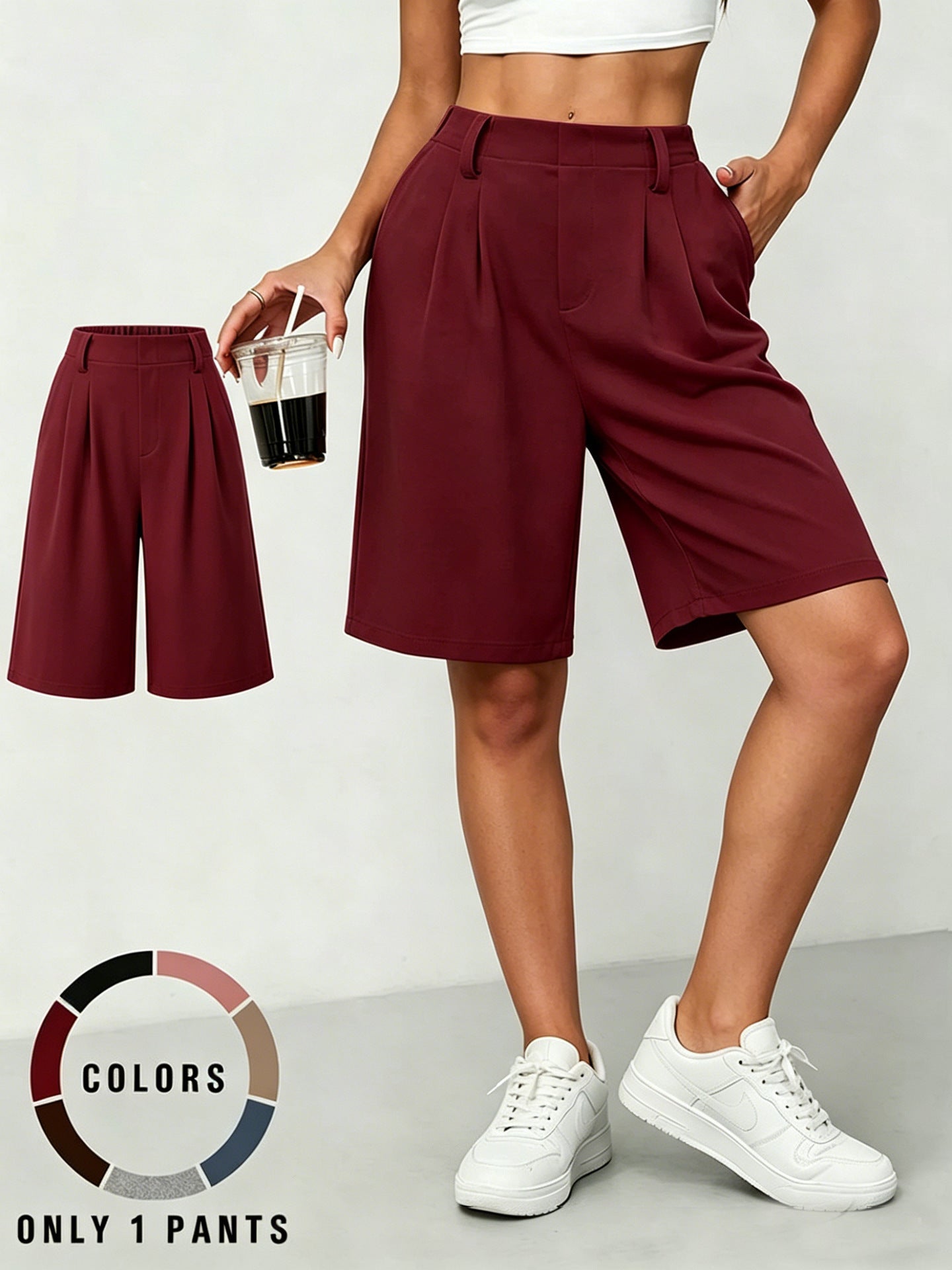 Womens Straight Leg Casual Shorts