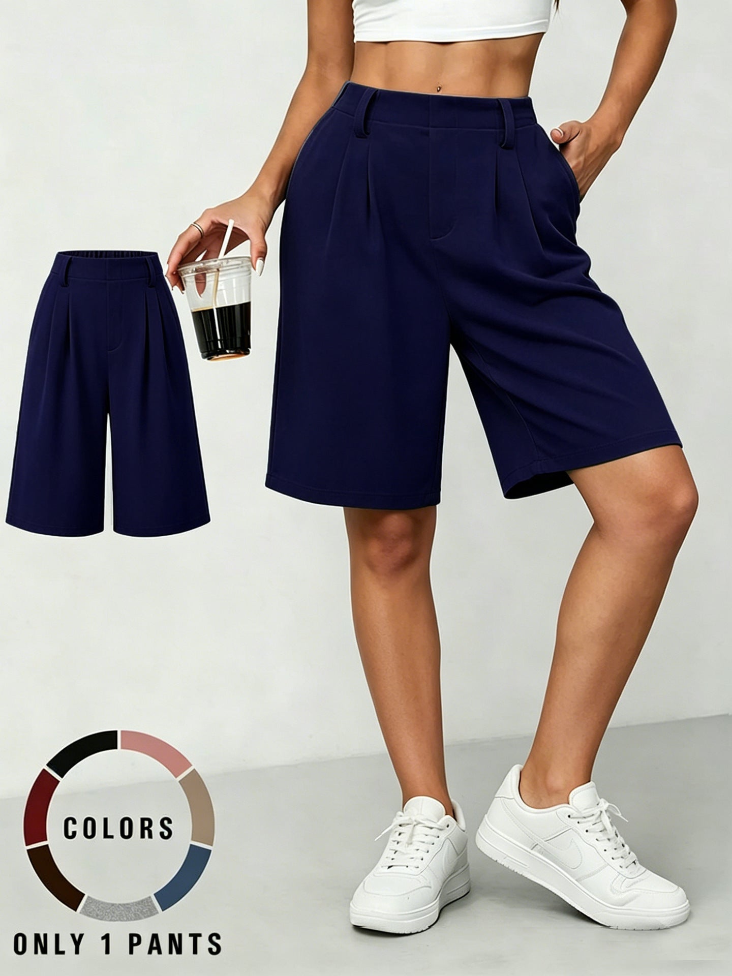 Womens Straight Leg Casual Shorts