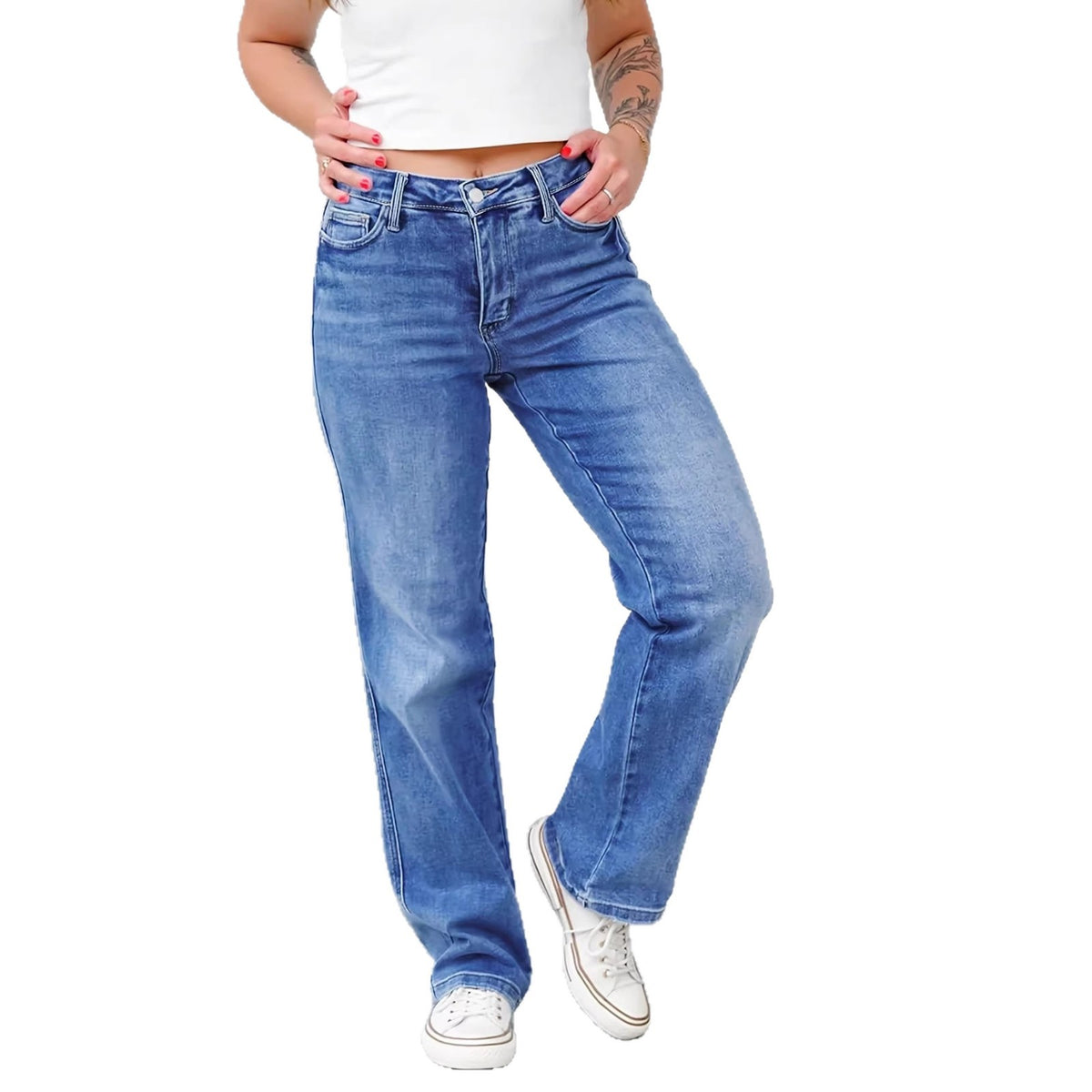 Womens Straight Leg Denim Pants