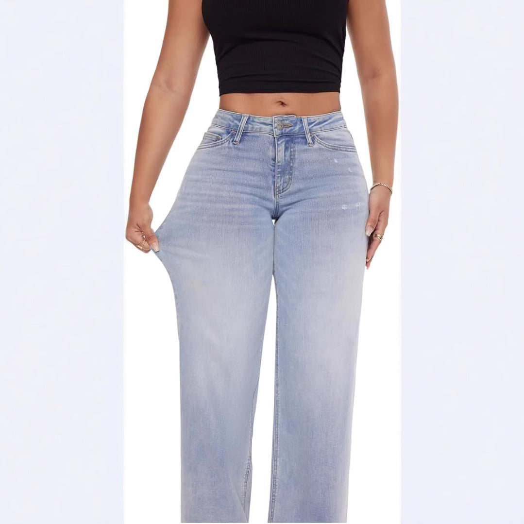 Womens Straight Leg Denim Pants