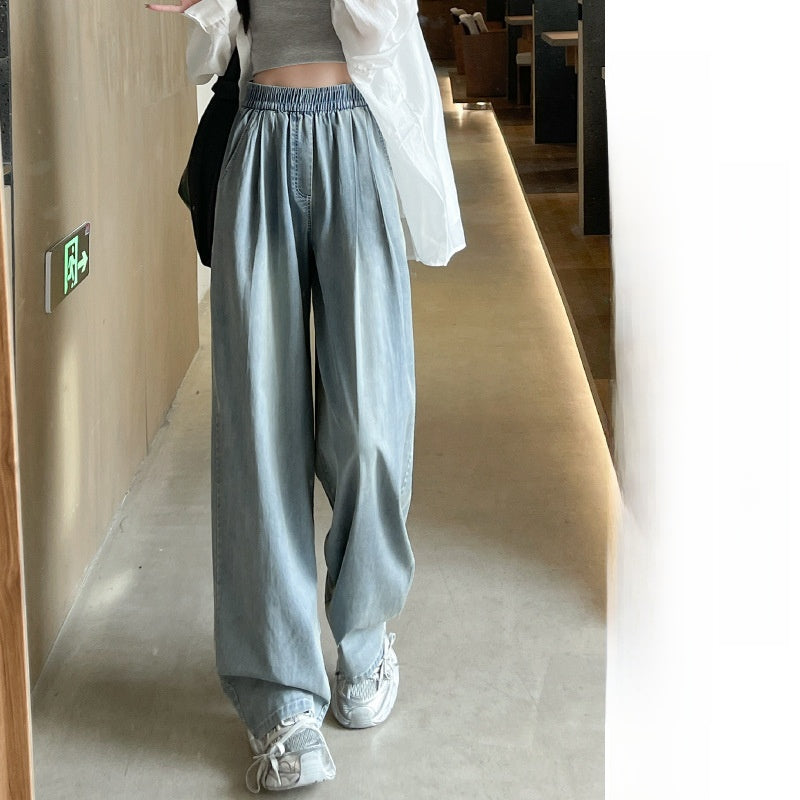 Womens Straight Leg Tencel Trousers