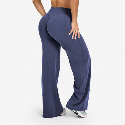 Womens Straight-Leg Yoga Pants Quick-Dry Stretchy Wide-Leg