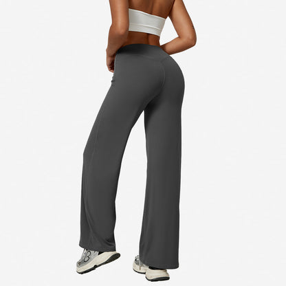 Womens Straight-Leg Yoga Pants Quick-Dry Stretchy Wide-Leg