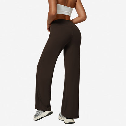 Womens Straight-Leg Yoga Pants Quick-Dry Stretchy Wide-Leg