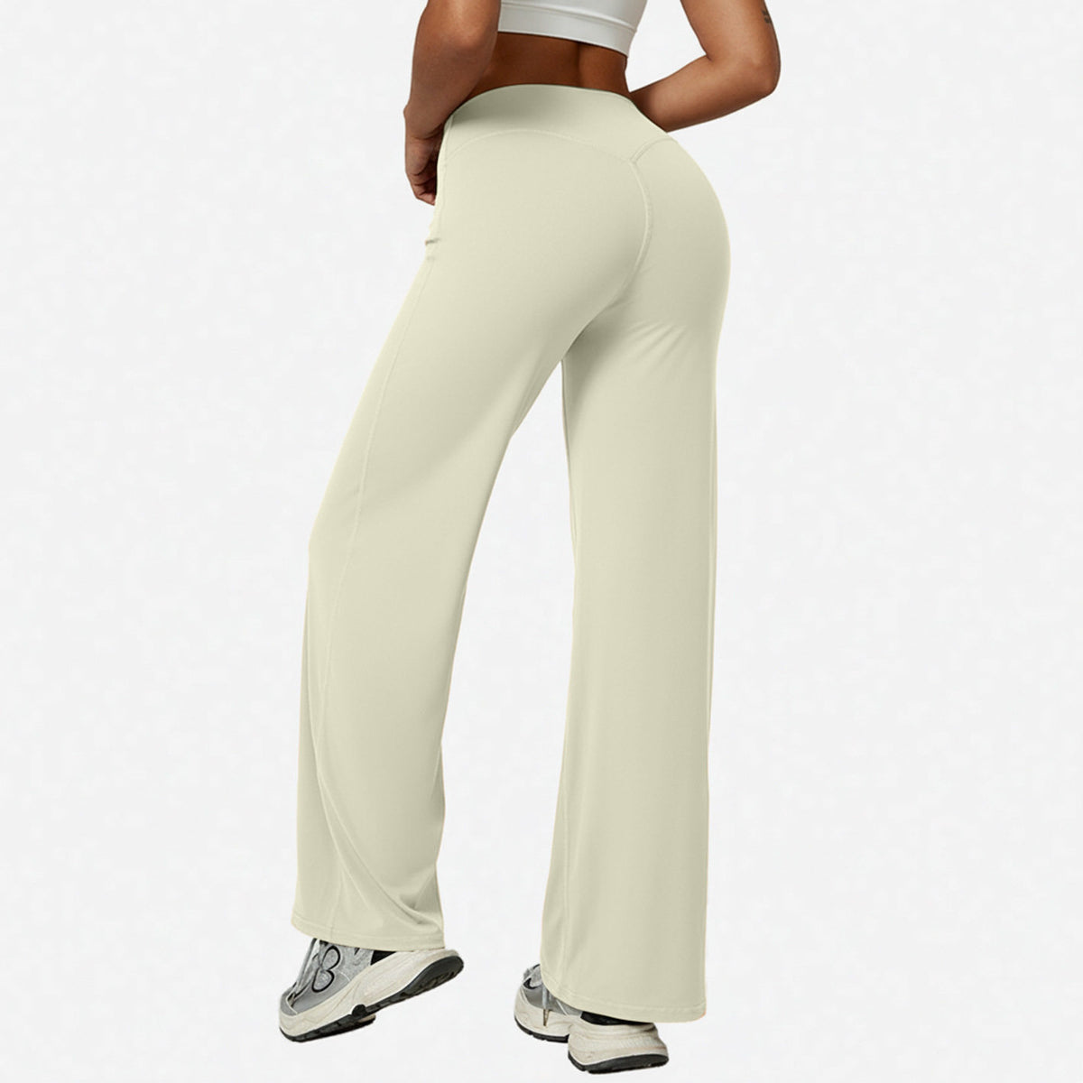 Womens Straight-Leg Yoga Pants Quick-Dry Stretchy Wide-Leg