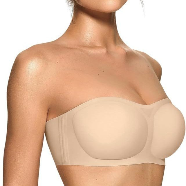 Womens Strapless Push Up Bandeau Bra