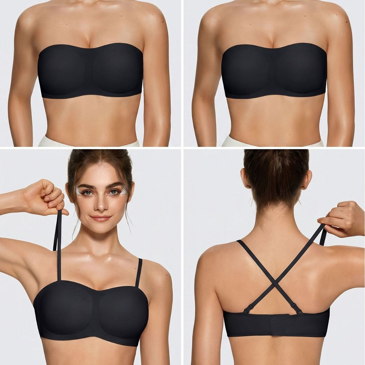Womens Strapless Push Up Bandeau Bra