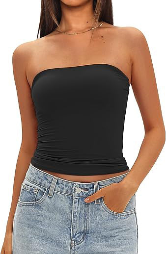 Womens Strapless Slim Fit Tube Top