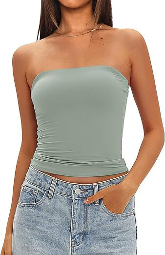 Womens Strapless Slim Fit Tube Top