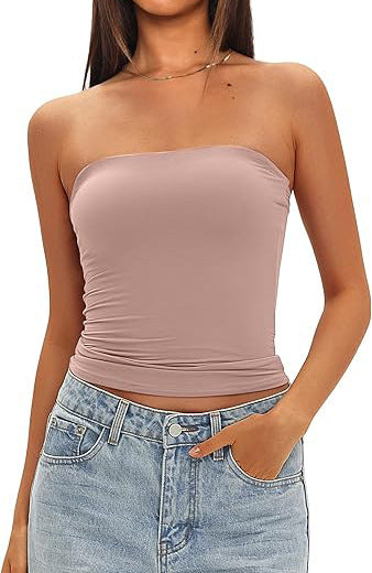 Womens Strapless Slim Fit Tube Top