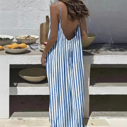 Womens Strappy Backless Maxi Dress