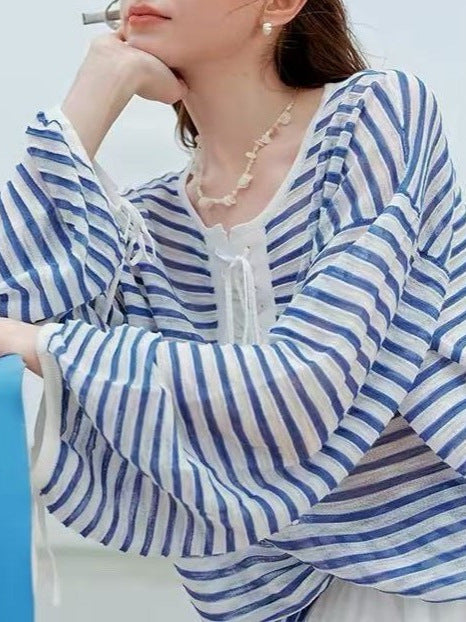 Womens Striped Knit Sweater