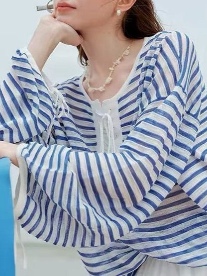 Womens Striped Knit Sweater