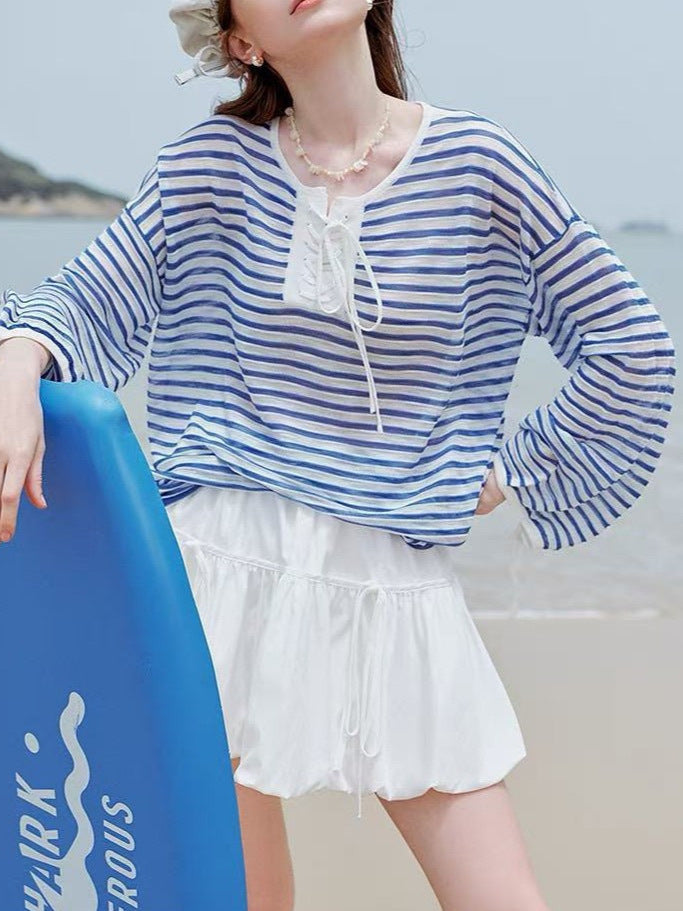 Womens Striped Knit Sweater