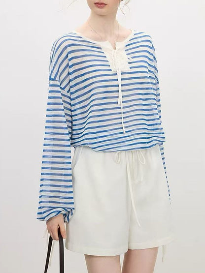 Womens Striped Knit Sweater