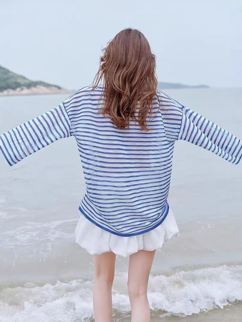 Womens Striped Knit Sweater